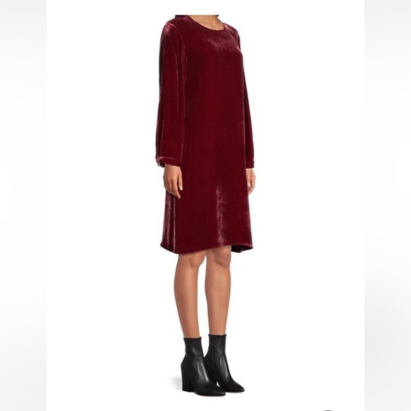 NWT EILEEN FISHER Velvet Long-Sleeve Dress - Picture 3 of 6
